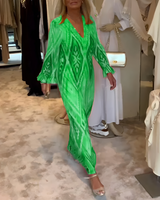Glynnis - Stilvolles Maxikleid mit langen Ärmeln in Grün