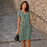 Josette - Lässiges Midikleid mit V-Ausschnitt in Grün