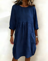 Shadia - Lockeres und Lässiges Midikleid in Marineblau
