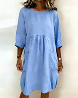 Shadia - Lockeres und Lässiges Midikleid in Blau