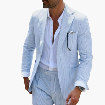 Herren Sommeranzug zweiteilig mit Nadelstreifen und Slim Fit