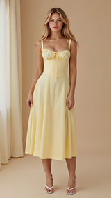 Kiana - Stilvolles Midikleid mit Schlitz in Gelb