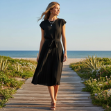 Jelica - Schickes Midikleid mit Falten in Schwarz
