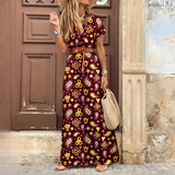 Lunna - Schickes Boho-Maxikleid in Dunkelrot