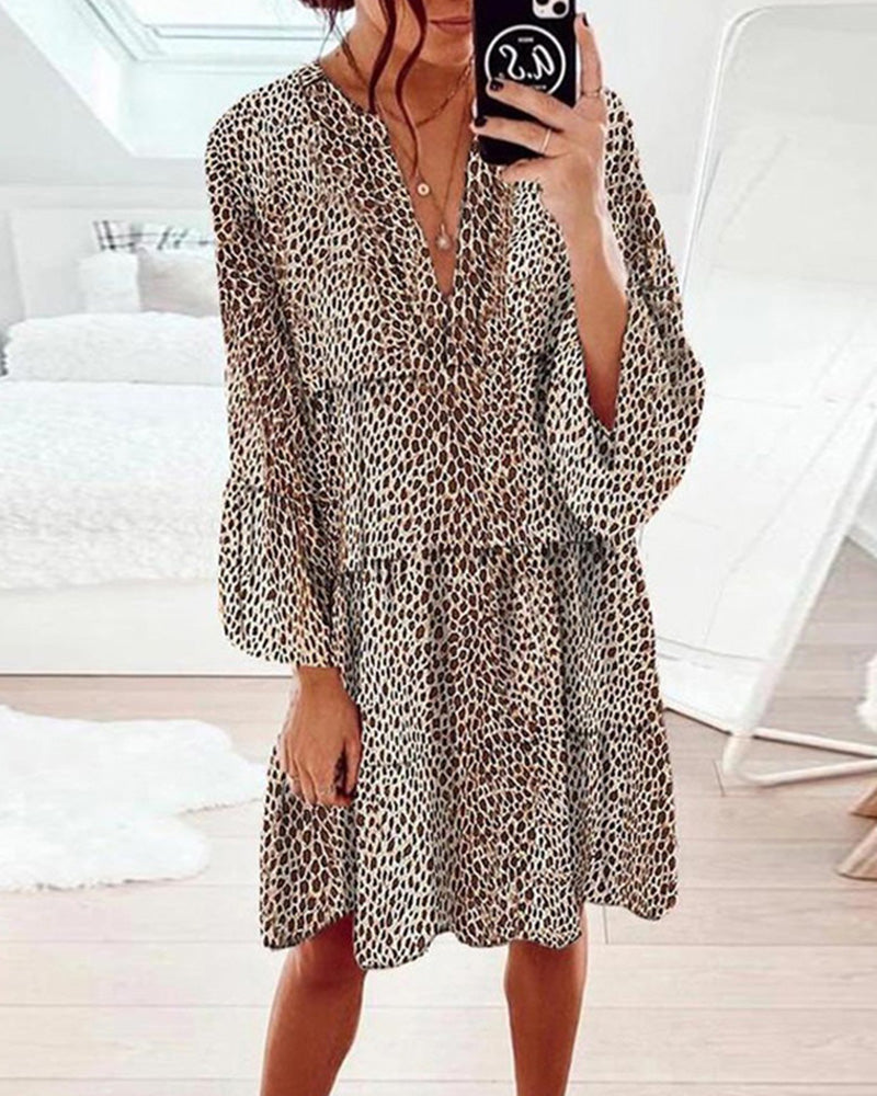 Iliana - Leopard knielang Damen kleid