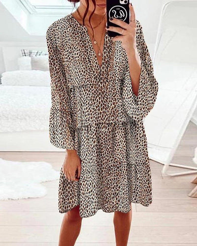 Iliana - Leopard knielang Damen kleid