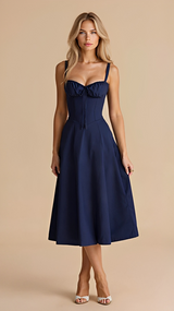 Kiana - Stilvolles Midikleid mit Schlitz in Dunkelblau