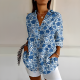 Eleanor - Stilvolle Bluse mit Knopfleiste in Blau