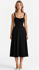 Kiana - Stilvolles Midikleid mit Schlitz in Schwarz