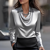 Chiara - Trendige Langarmbluse in Silber