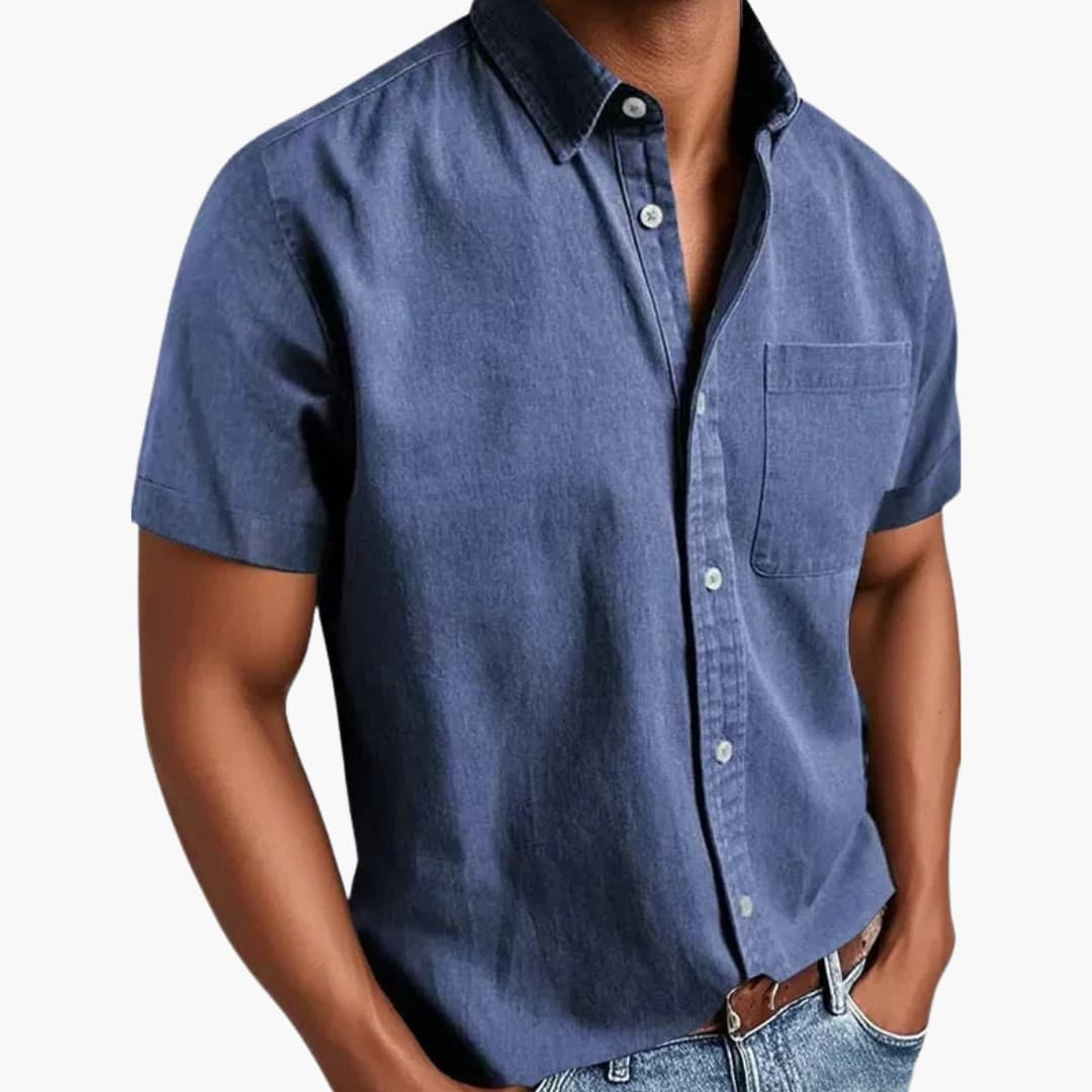 Herren Kurzarmhemd mit Brusttasche für Frühling und Sommer