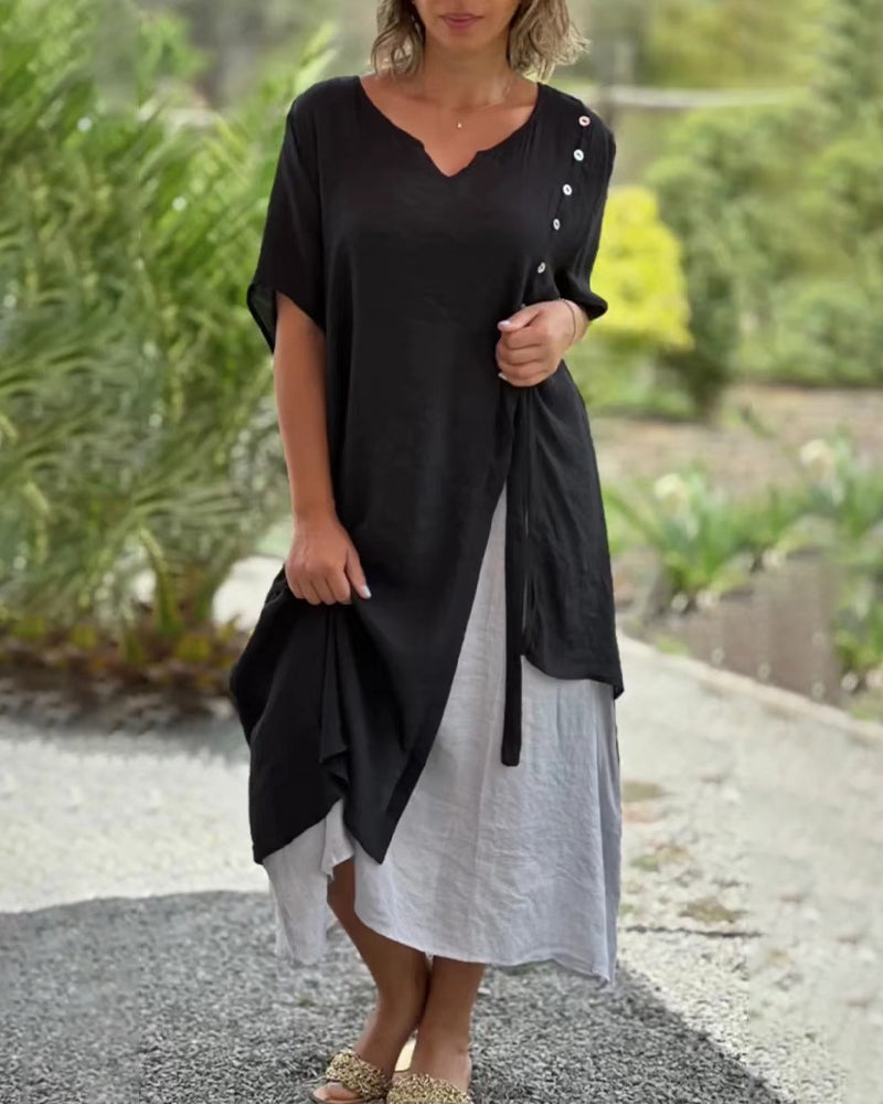 Lianna - Asymmetrisches Kleid mit kurzen Ärmeln