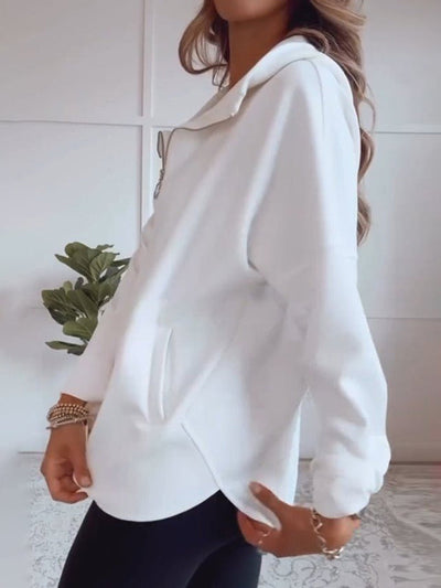 Lässiges Sweatshirt | Zip-Kragen & Eingrifftaschen | Bequemer Chic