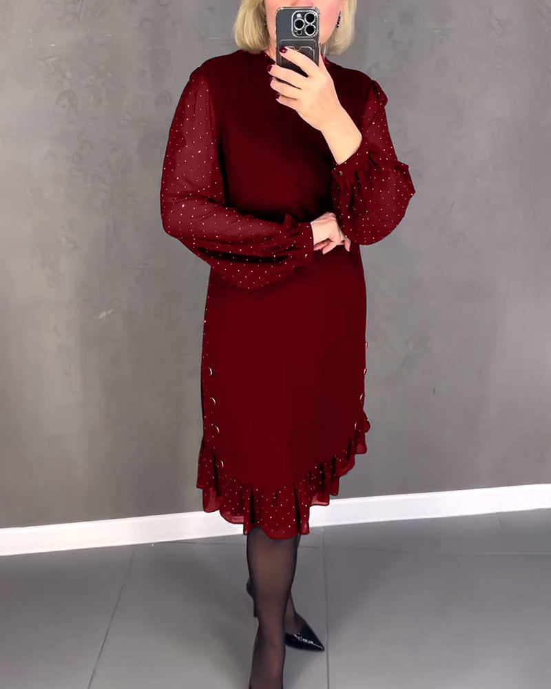 ELIANA | Elegantes Kleid mit transparenten Ärmeln und schmeichelhaftem Schnitt für Herbstanlässe