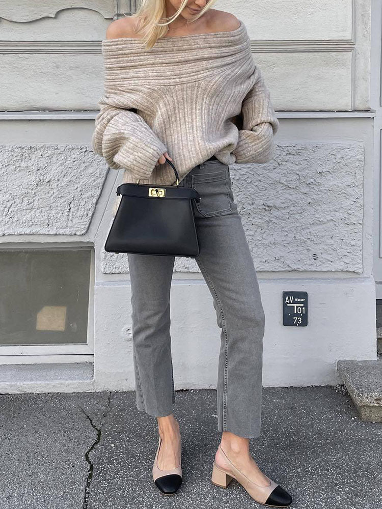 Oversize-Pullover mit weitem Ausschnitt | Gemütlicher Chic | Femininer Stil