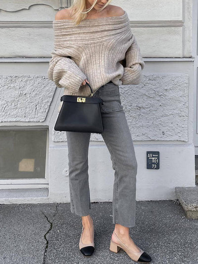 Oversize-Pullover mit weitem Ausschnitt | Gemütlicher Chic | Femininer Stil