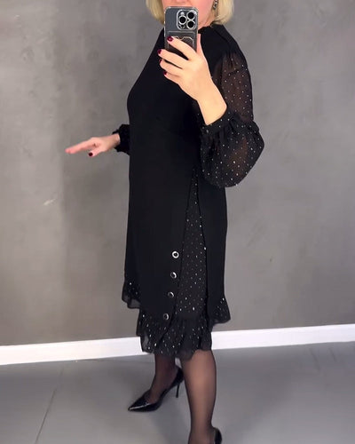 ELIANA | Elegantes Kleid mit transparenten Ärmeln und schmeichelhafter Schnitt für Herbstanlässe