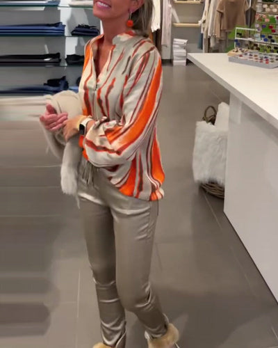 Heidi-Mode | Langarmbluse mit Gestreiftem Druck