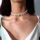 Damen Elegante Mehrschichtige Halskette Mit Perlen Und Muscheln – Boho Chic Statement Schmuck in Weiß