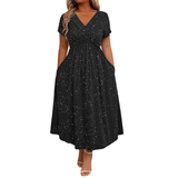 Patrizia  | Funkelndes Damenkleid mit fließendem Rock in Schwarz