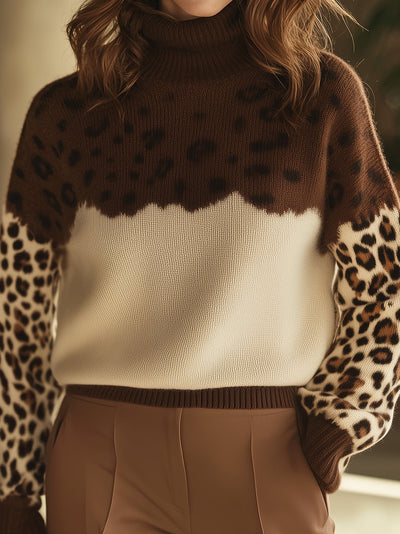 Leopardenmuster Rollkragenpullover | Modernes Design | Eleganter Komfort