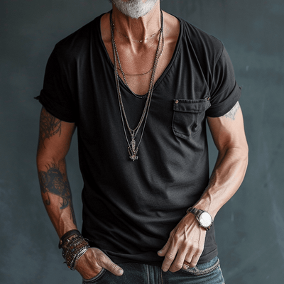 Paul | Herren T-Shirt V-Ausschnitt aus Kämmerstoff für Männer