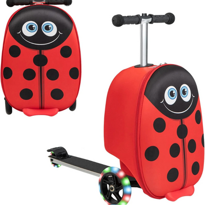 2-in-1 Kinder-Rollerkoffer mit LED-Rädern – Wasserabweisendes Handgepäck für Reise und Spaß, faltbar, für Kinder ab 5 Jahren