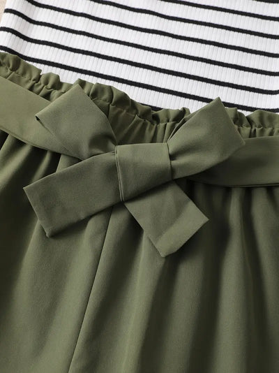 Susanne | Gestreifte asymmetrische Shorts Set