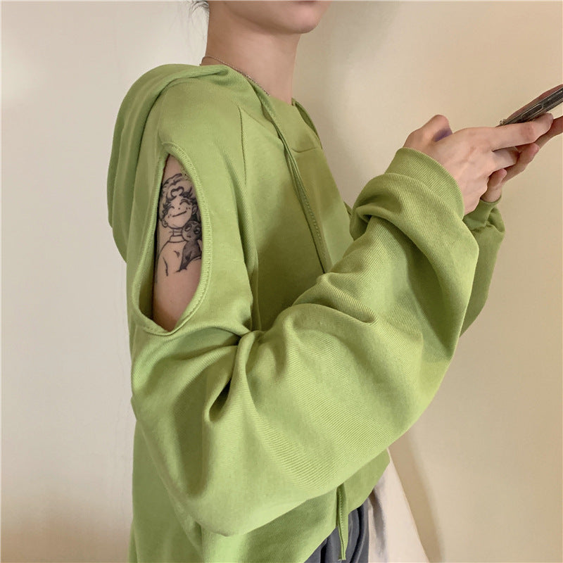 Damen Oversized Cold-Shoulder Hoodie Heidi-Mode