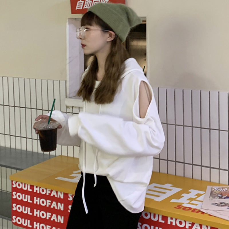 Damen Oversized Cold-Shoulder Hoodie Heidi-Mode