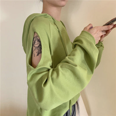 Damen Oversized Cold-Shoulder Hoodie Heidi-Mode