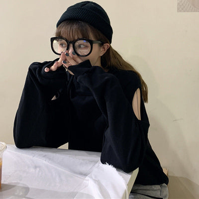 Damen Oversized Cold-Shoulder Hoodie Heidi-Mode