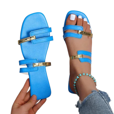 Miriam – Elegante flache Hausschuhe mit offener Zehe