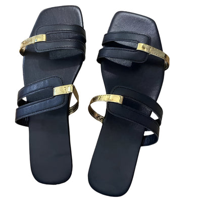 Miriam – Elegante flache Hausschuhe mit offener Zehe