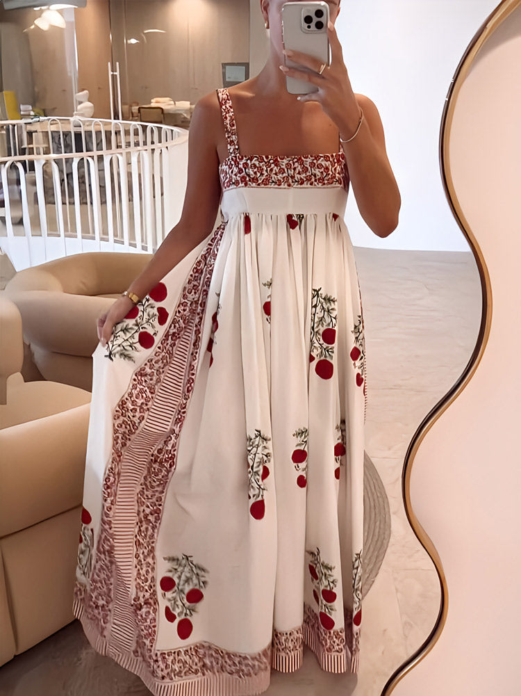 Maxikleid mit Trägern im Boho-Stil & Empire-Schnitt – Floral & Luftig