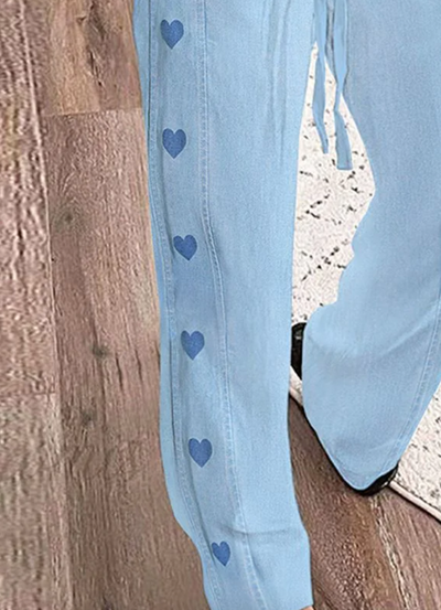Lässige Stoffhose | Elastischer Bund & Herz-Details | Bequemer Chic