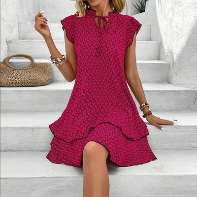 Avelena | Bohemian Bedrucktes Rüschens Mini Kleid