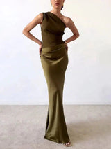 Anita - Schickes Maxikleid mit einem Träger in Grün