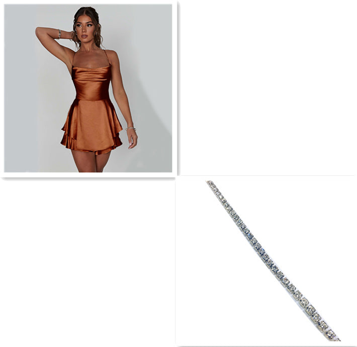 Avelena | Elegantes Satin Rückenausschnitt A-Linie Kleid