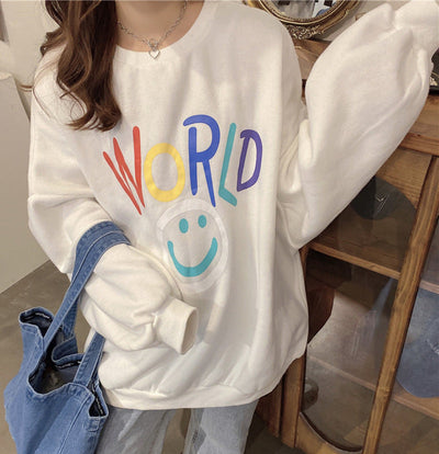 Femme Smiley Grafik Oversized Sweatshirt Heidi-Mode