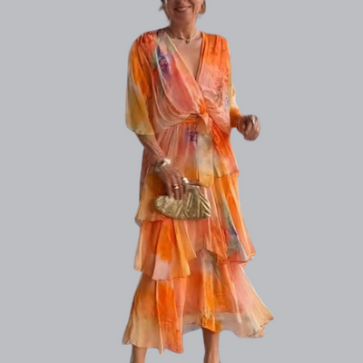 Viktoria™ | Lagen-Maxikleid mit Taillenschleife in mehreren Designs