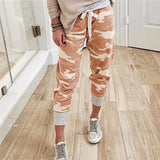 Damen nan lässige Camouflage Jogginghose mit Kordelzug und gerippten Bündchen Drune in Orange