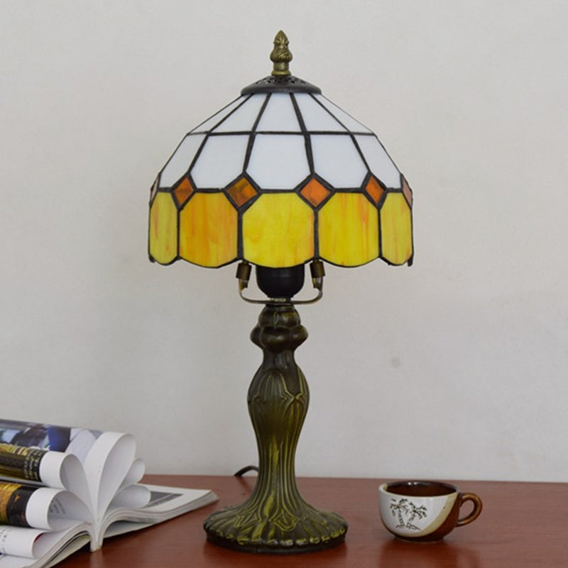 Velmira | Vintage Glow Tischlampe mit gelbem Gitternetzschirm
