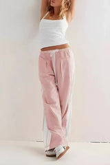 Damen Luftige Weite Freizeit Jogginghose Mit Seitenstreifen – Loungehose in Rosa