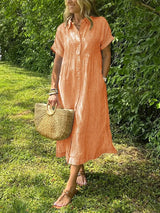 Corinne – Elegantes Damen Hemdblusenkleid in Orange