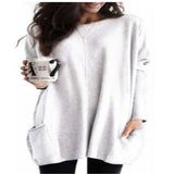 Damen nan oversized Longshirt mit Kontrastblock und aufgesetzten Taschen Drune in Weiß