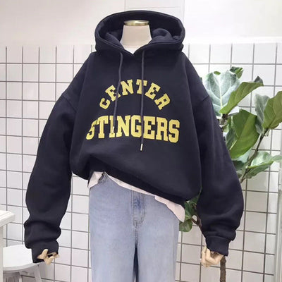 Femme Oversized Grafik Hoodie mit Fettdruckschriftzug Heidi-Mode