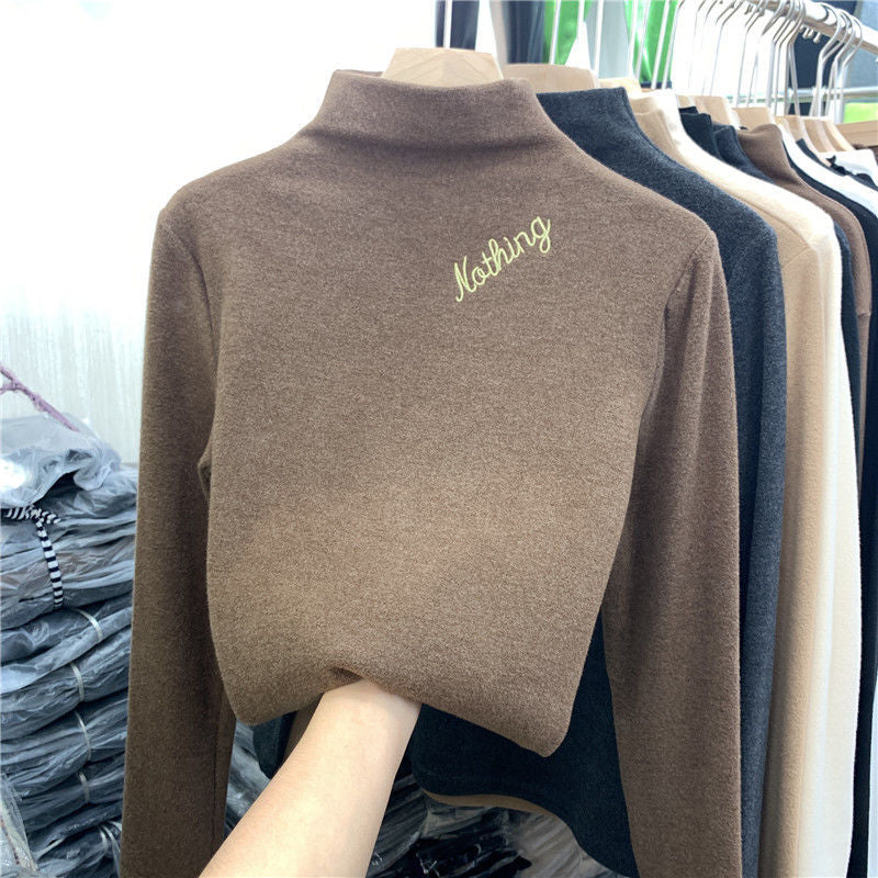 Femme Hoher Kragen Gestickter Pullover Heidi-Mode