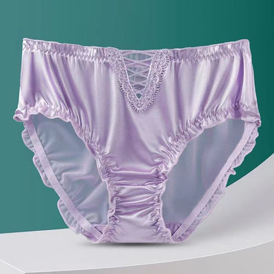 SilkBliss™ | Lace Lingerie Ladies Satin Ice Seamless Panties