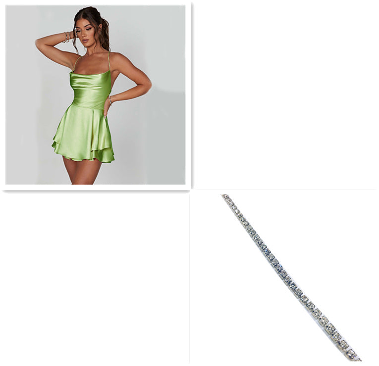 Avelena | Elegantes Satin Rückenausschnitt A-Linie Kleid